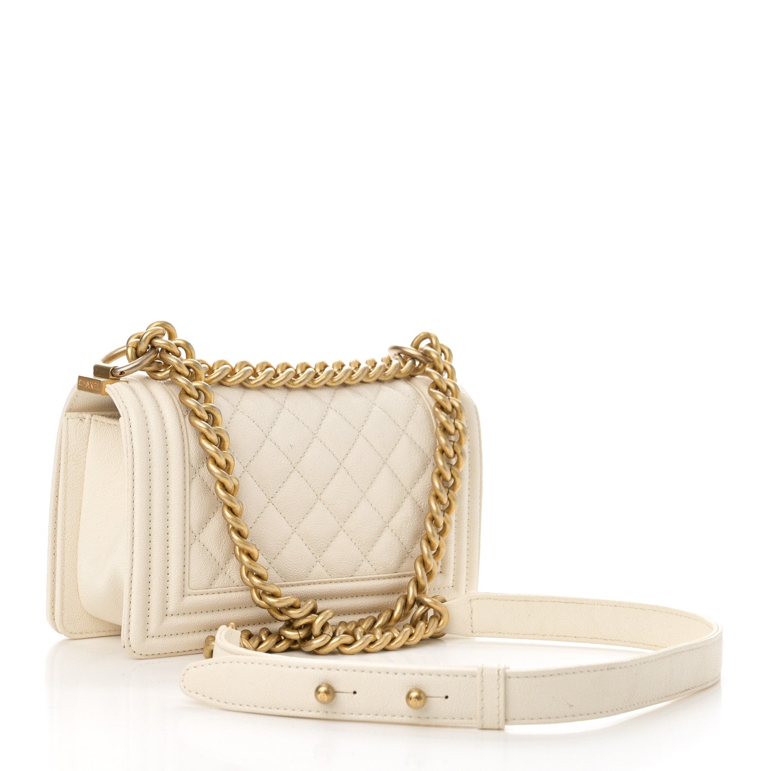 Chanel Caviar Quilted Small Boy Flap White 3 of 10