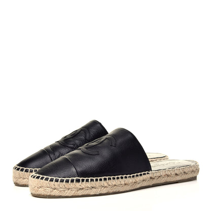 Chanel Calfskin CC Espadrille Mules 40 Black 3 of 10