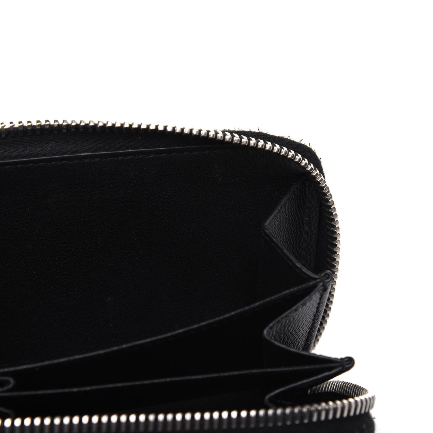 Saint Laurent Grain De Poudre Zip Around Card Holder Black 8 of 13