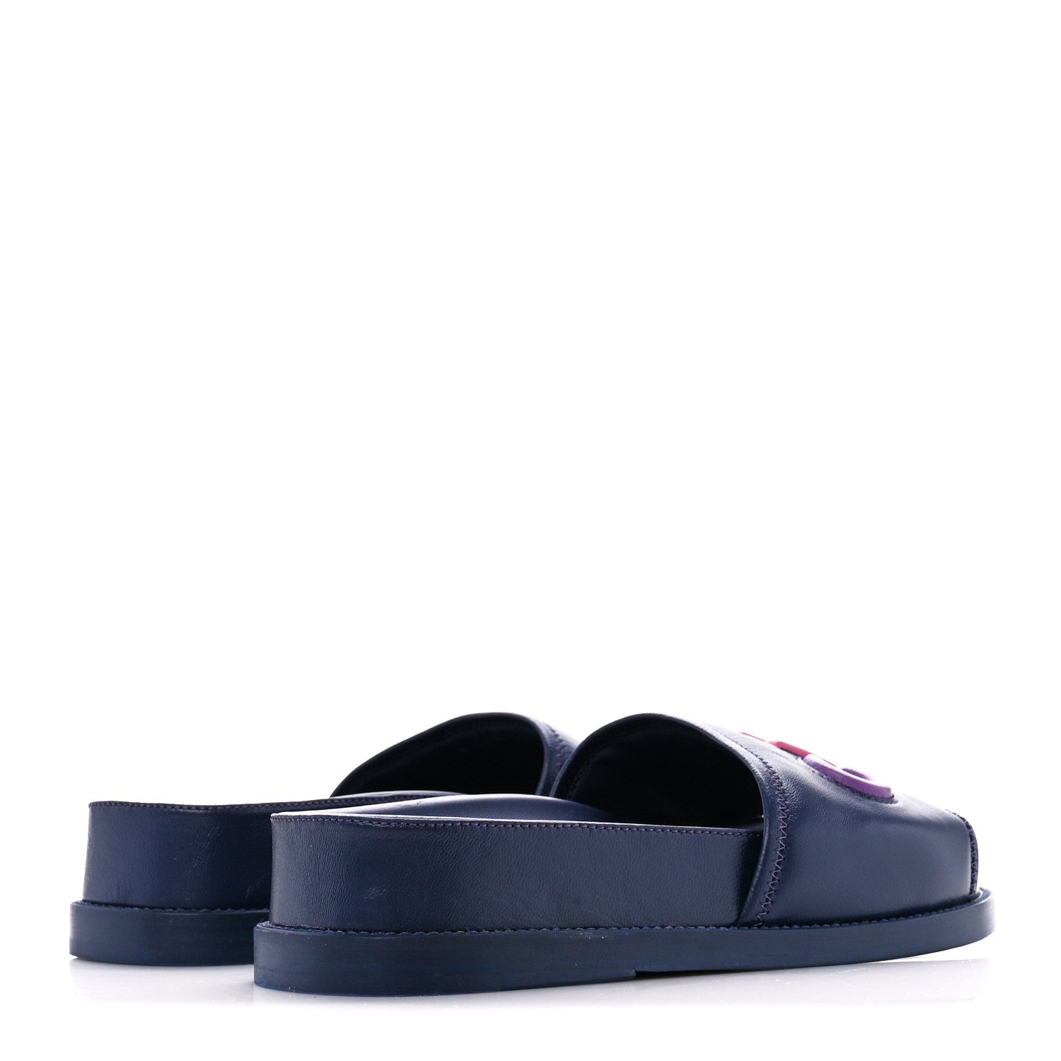 Chanel Lambskin Cha-Nel Mule Sandals 38 Navy Multicolor 4 of 8