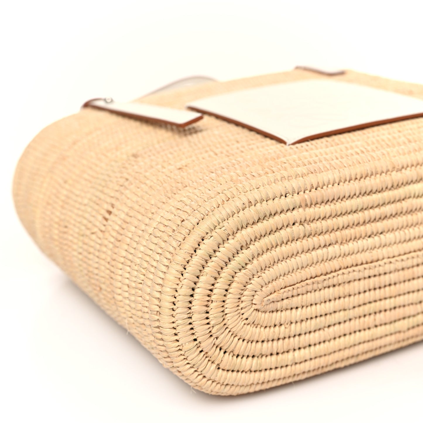 Raffia Square Small Basket Tote Bag Natural White