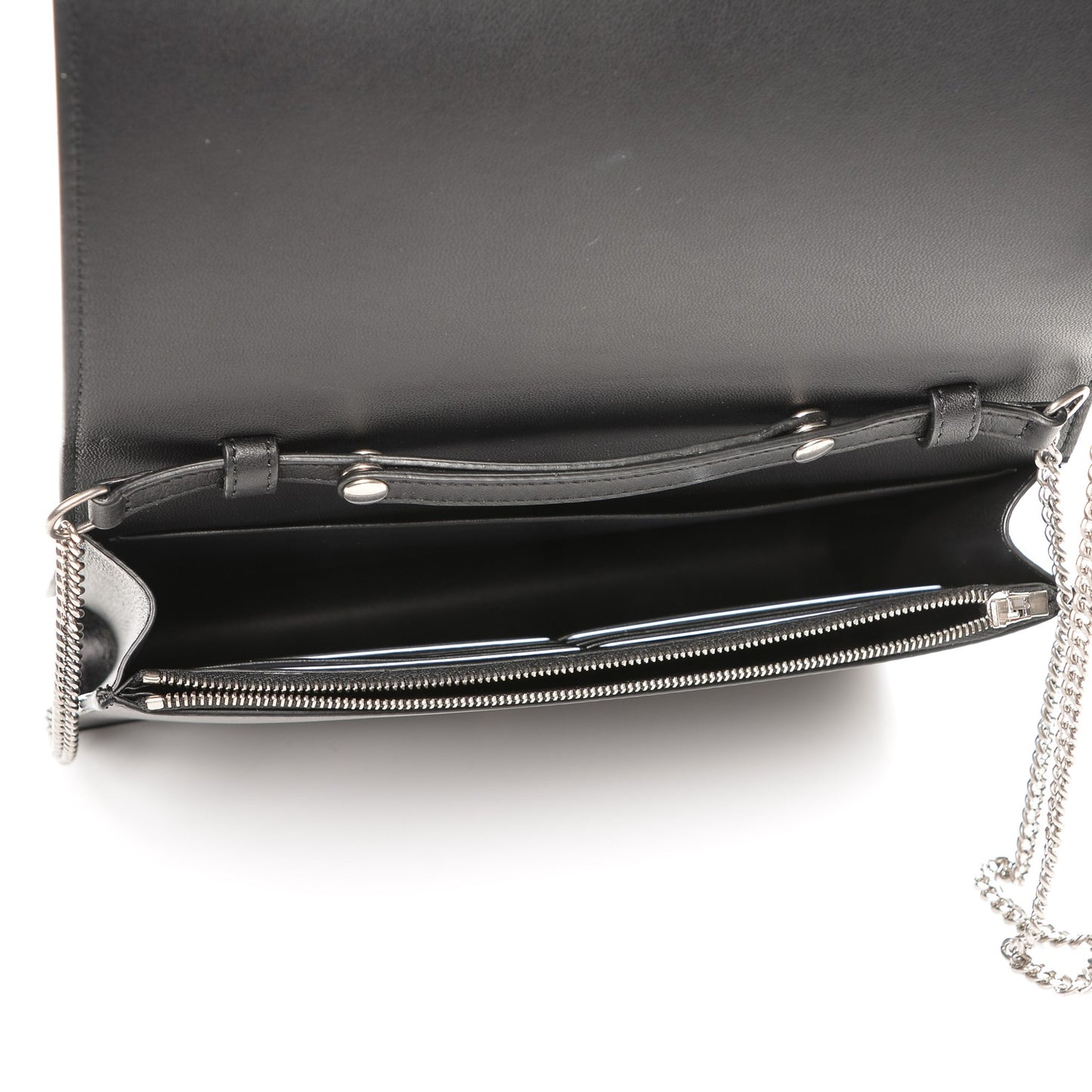 Python Smooth Lambskin Frame Evening Chain Clutch Black