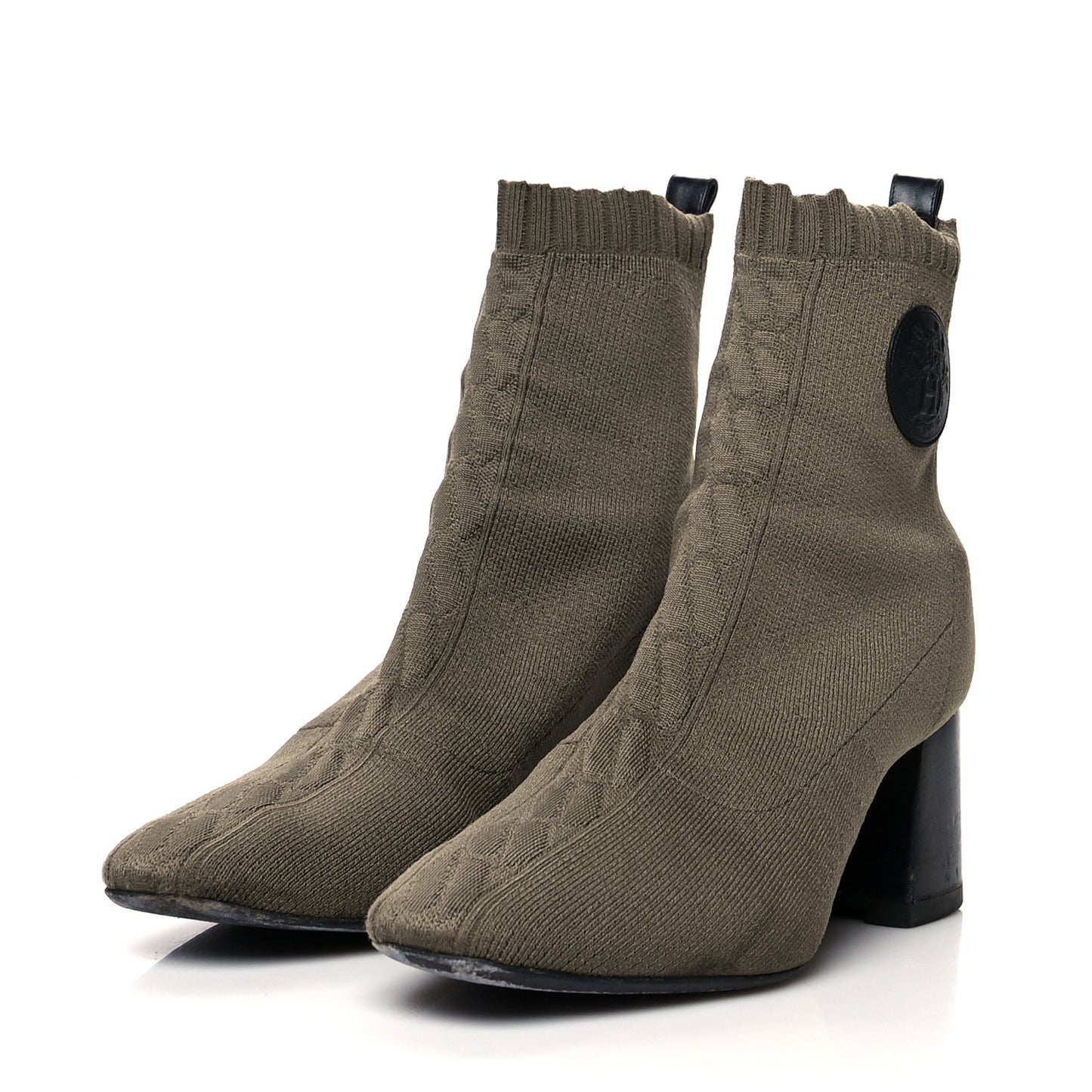 Knit Calfskin Volver 60 Ankle Boots 38 Vert Sapin