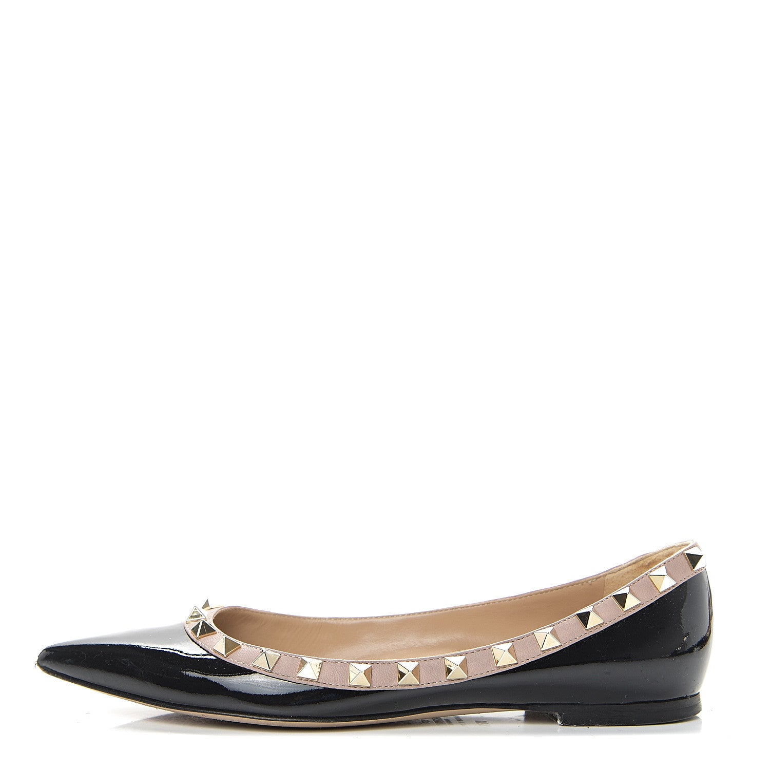 Valentino Garavani Patent Rockstud Ballerina Flats 35.5 Black Poudre 1 of 13