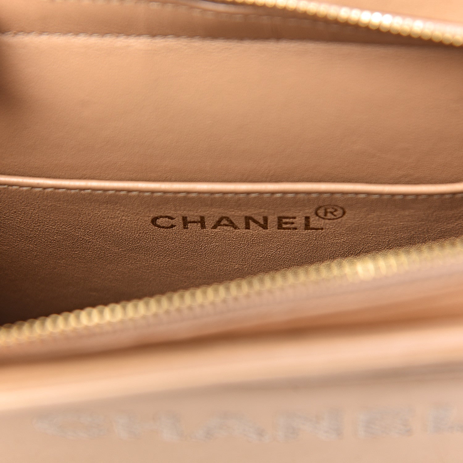 Chanel Lambskin Stitched Logo Tote Beige 6 of 16