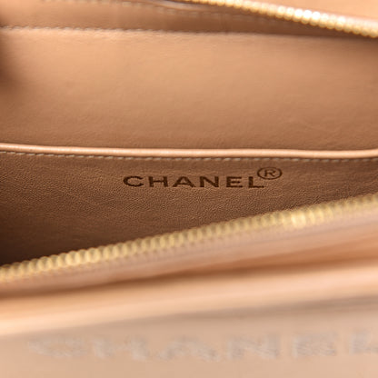 Chanel Lambskin Stitched Logo Tote Beige 6 of 16