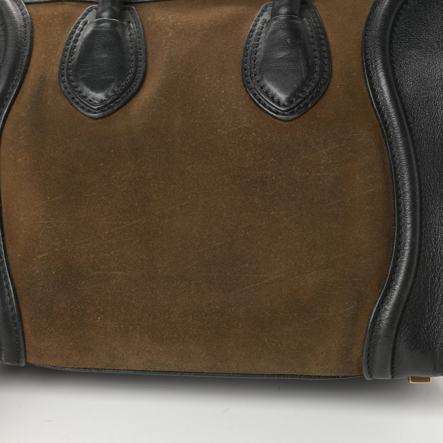 Smooth Calfskin Suede Micro Luggage Olive