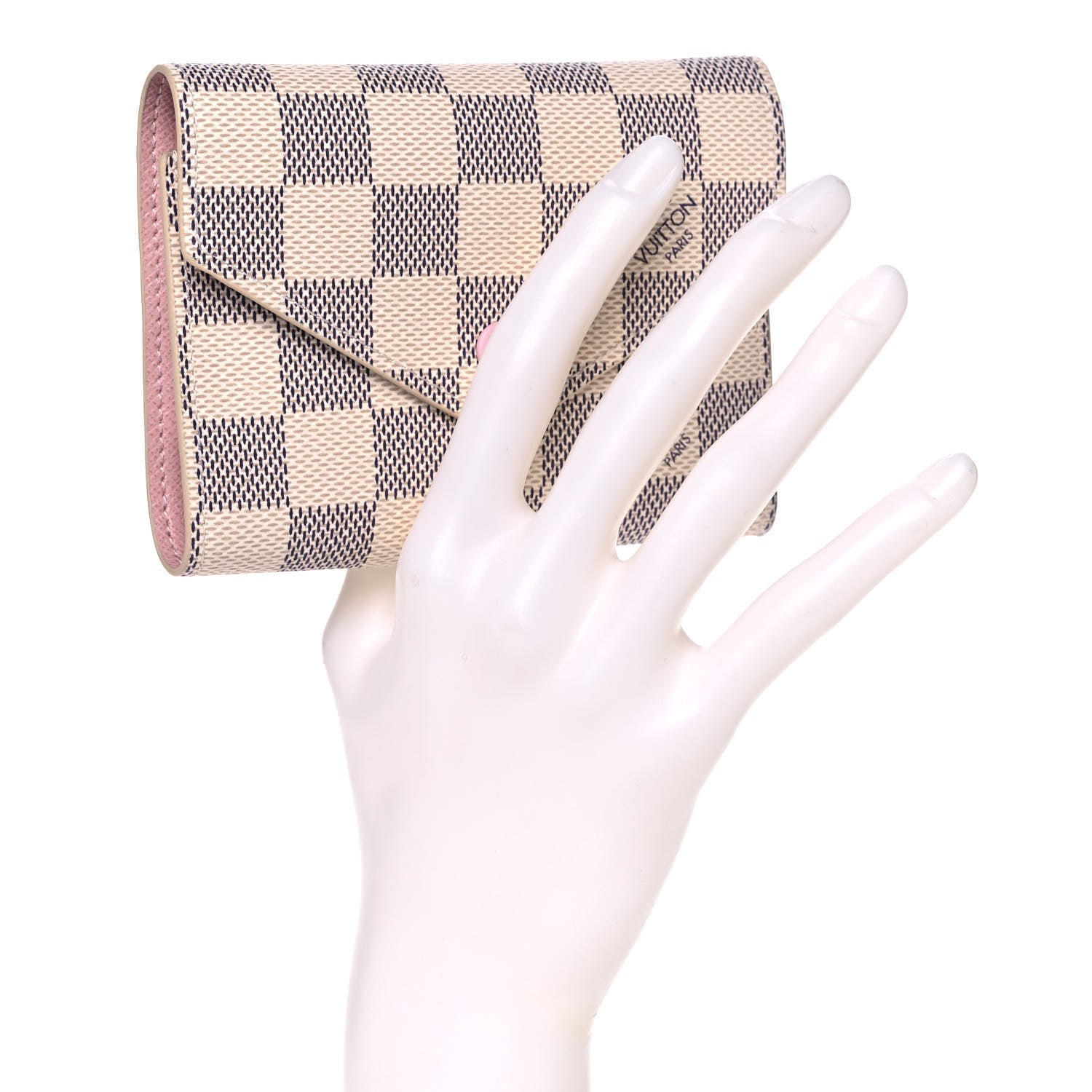 Louis Vuitton Damier Azur Victorine Wallet Rose Ballerine 2 of 10