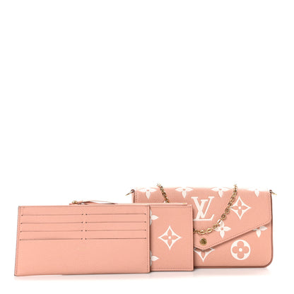 Louis Vuitton Empreinte Monogram Giant Felicie Pochette Chain Wallet Rose Trianon Creme 2 of 10