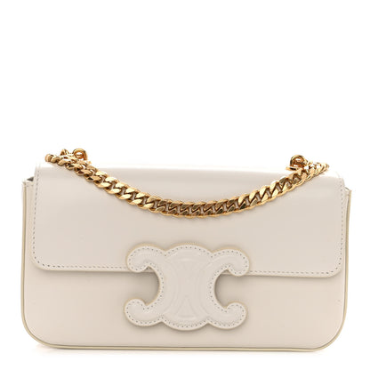 Celine Shiny Calfskin Cuir Triomphe Chain Shoulder Bag White 1 of 11