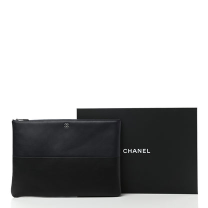 Chanel Calfskin Large Bicolor Cosmetic Case Black Navy 7 of 7