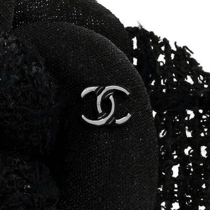 Chanel Tweed Fabric Camellia Pin Brooch Black 3 of 3