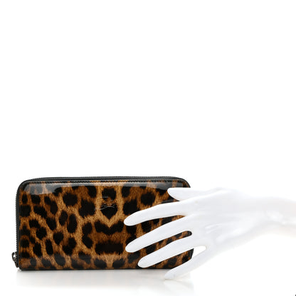 Christian Louboutin Patent Calfskin Panettone Zip Around Wallet Leopard 2 of 6