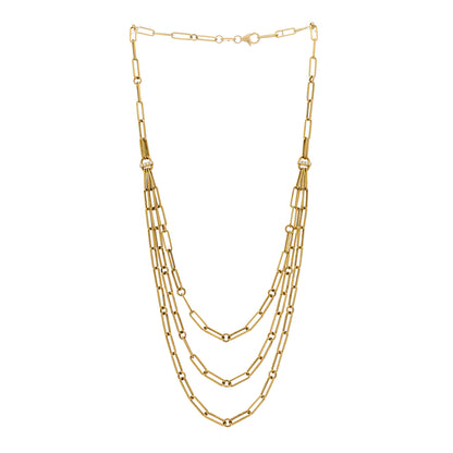 Roberto Coin 18K Yellow Gold Diamond Paperclip Triple Strand Bib Necklace 3 of 6