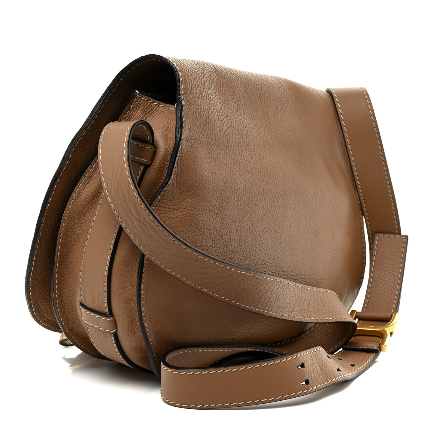 Calfskin Medium Marcie Round Crossbody Bag Nut