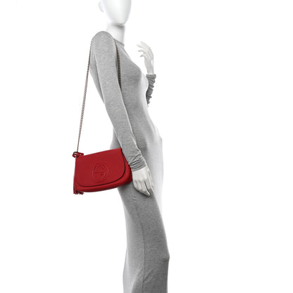 Gucci Pebbled Calfskin Medium Soho Flap Crossbody Vibrant Red 2 of 10