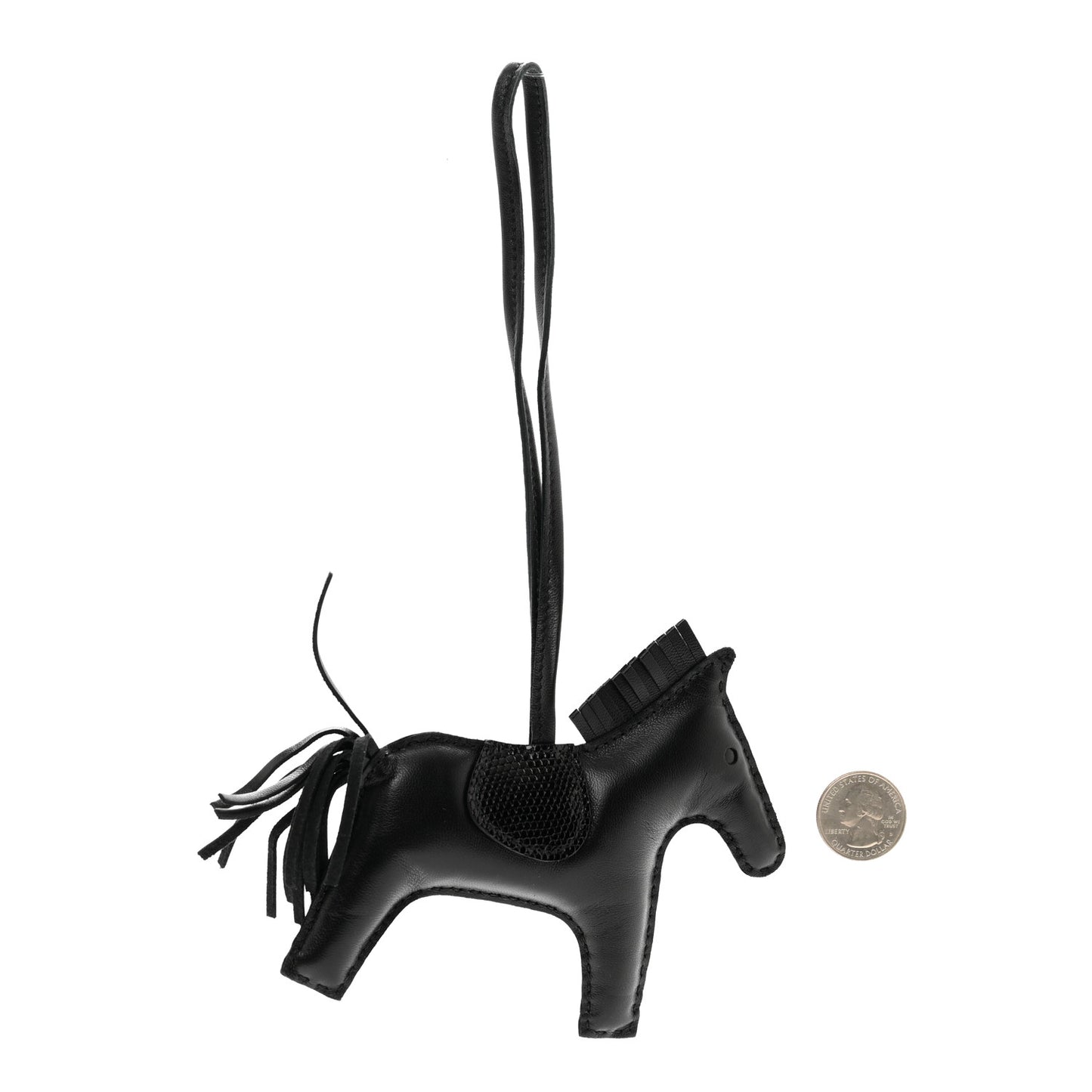 Milo Lambskin Lizard Touch Grigri Rodeo Horse Bag Charm MM So Black