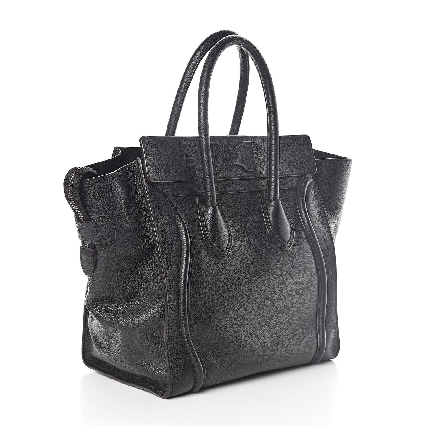 Drummed Calfskin Mini Luggage Black