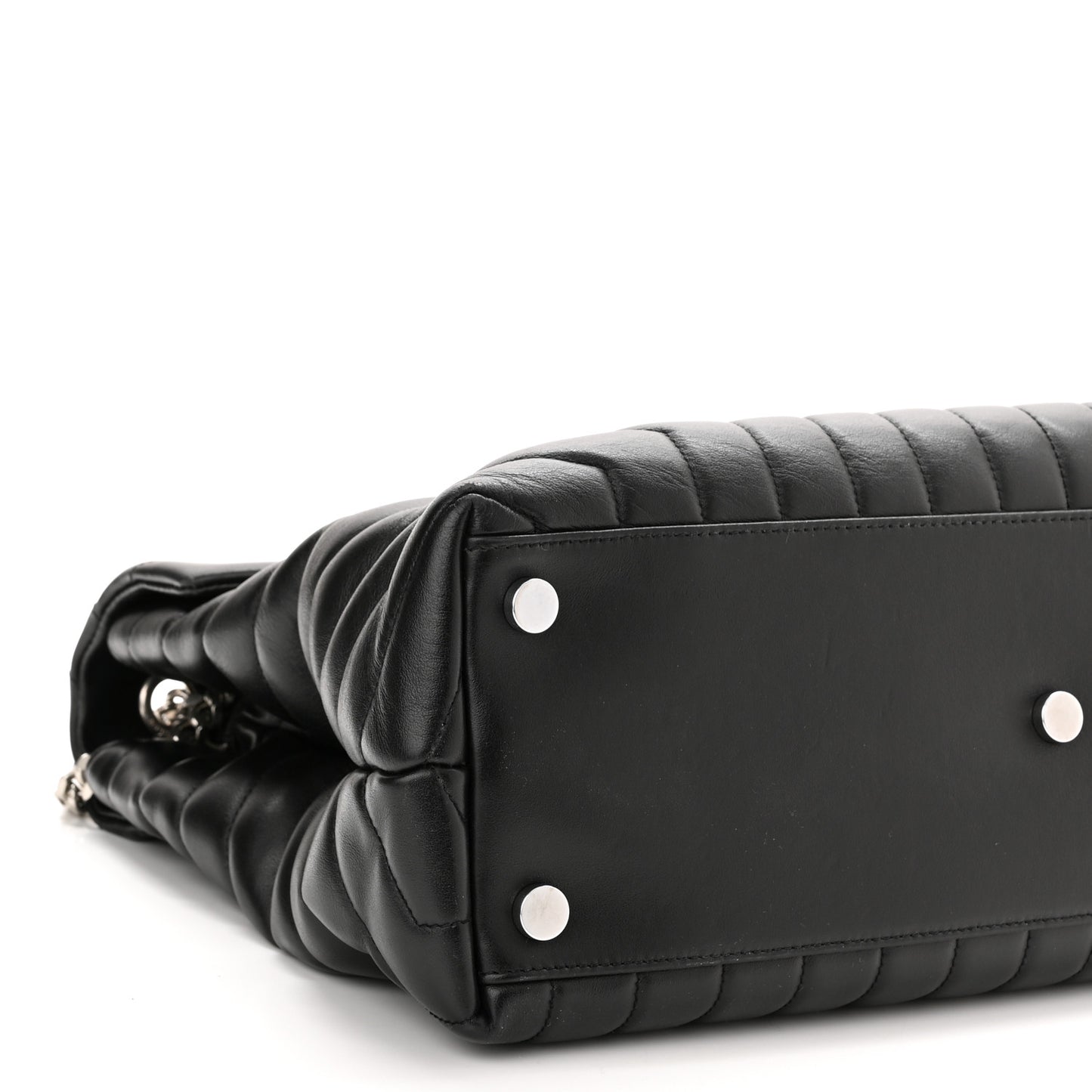 Calfskin Y Quilted Monogram Large Loulou Chain Satchel Black