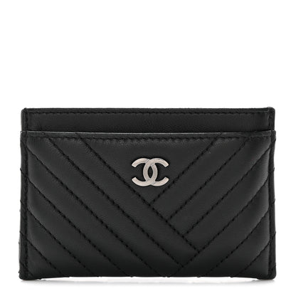 Chanel Lambskin Chevron Quilted Card Holder So Black 1 of 8