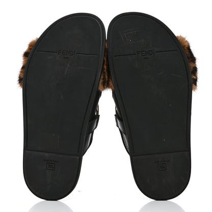 Fendi Vitello Mink F is Fendi FF Slingback Flat Sandals 39.5 Tobacco Black 5 of 8