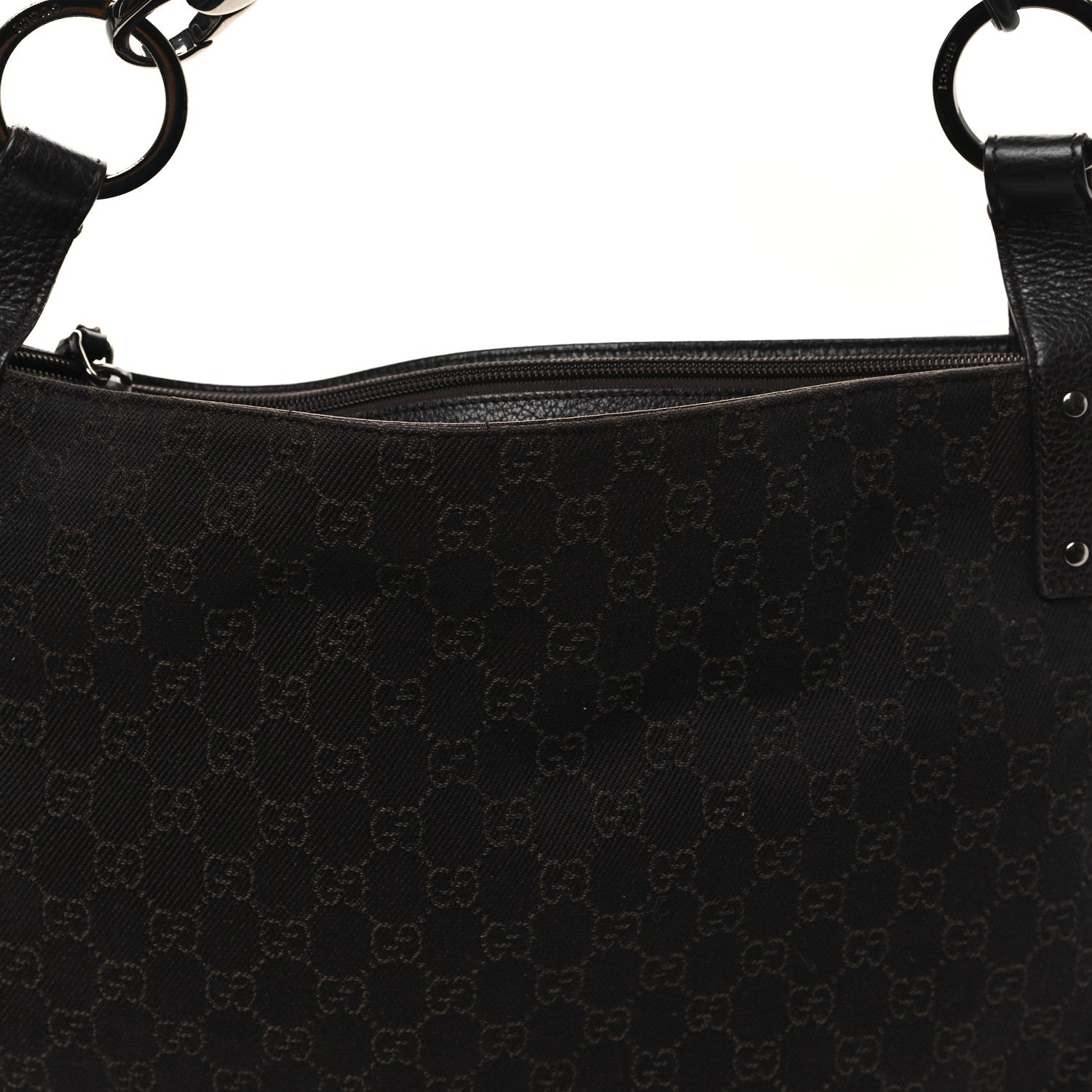 Gucci Monogram Calfskin Horsebit Classic Ring Hobo Dark Brown 8 of 11