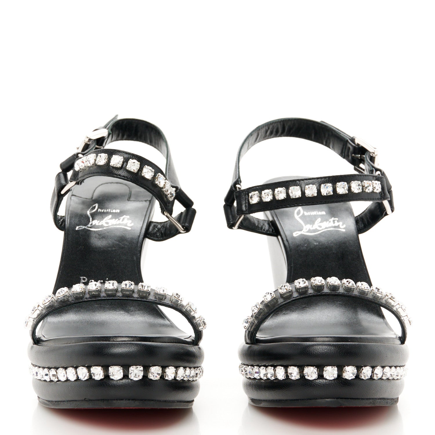Christian Louboutin Nappa Crystal Pyrastrass 110 Wedge Sandals 37 Black 3 of 10