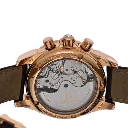 Omega 18K Rose Gold Alligator Diamond Mother of Pearl 35mm De Ville Co-Axial Chronograph Automatic Watch Brown 4677.60.37 4 of 4