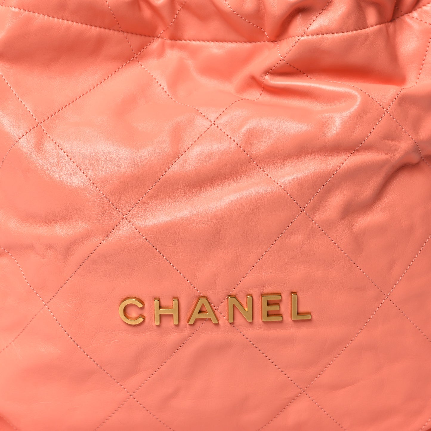 Shiny Calfskin Quilted Chanel 22 Light Orange