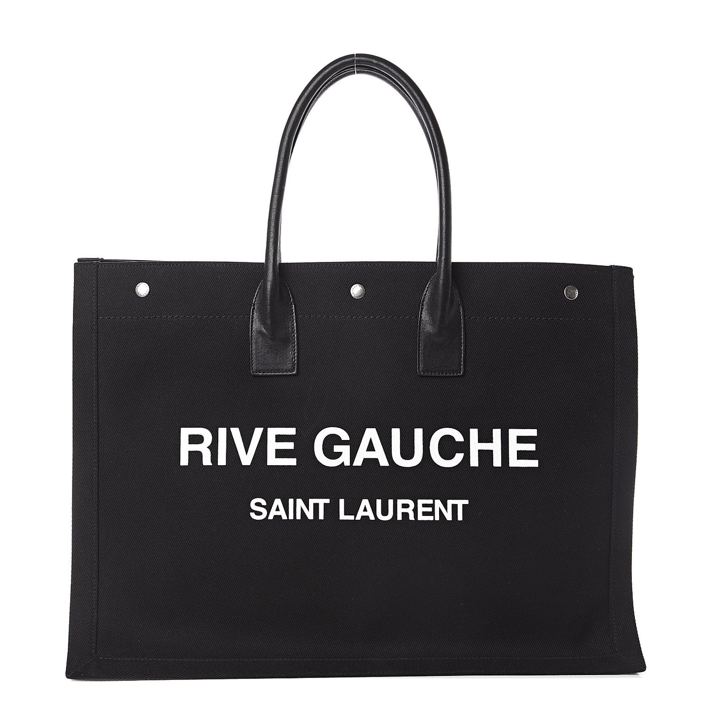 Linen Calfskin Rive Gauche Tote Black
