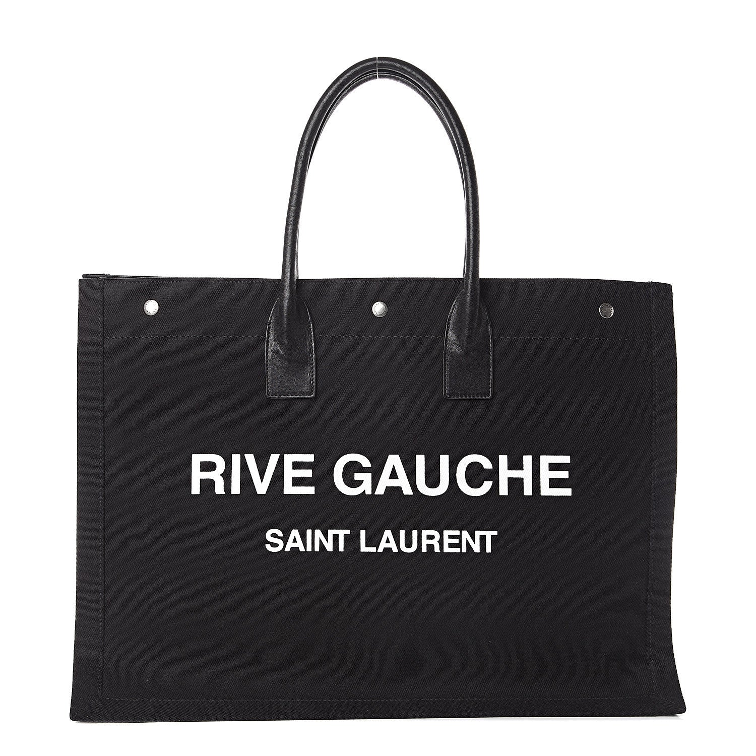 Saint Laurent Linen Calfskin Rive Gauche Tote Black 1 of 8