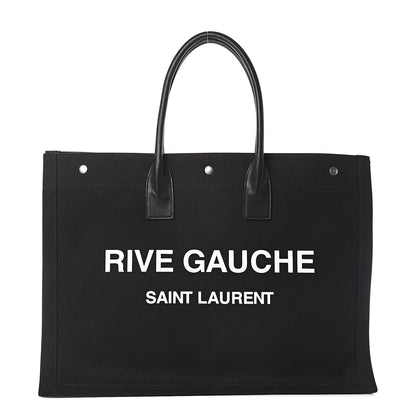 Saint Laurent Linen Calfskin Rive Gauche Tote Black 1 of 8