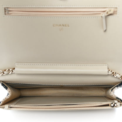 Chanel Tweed Shearling Quilted Chanel Wallet On Chain WOC and Coin Purse Beige Black 6 of 14