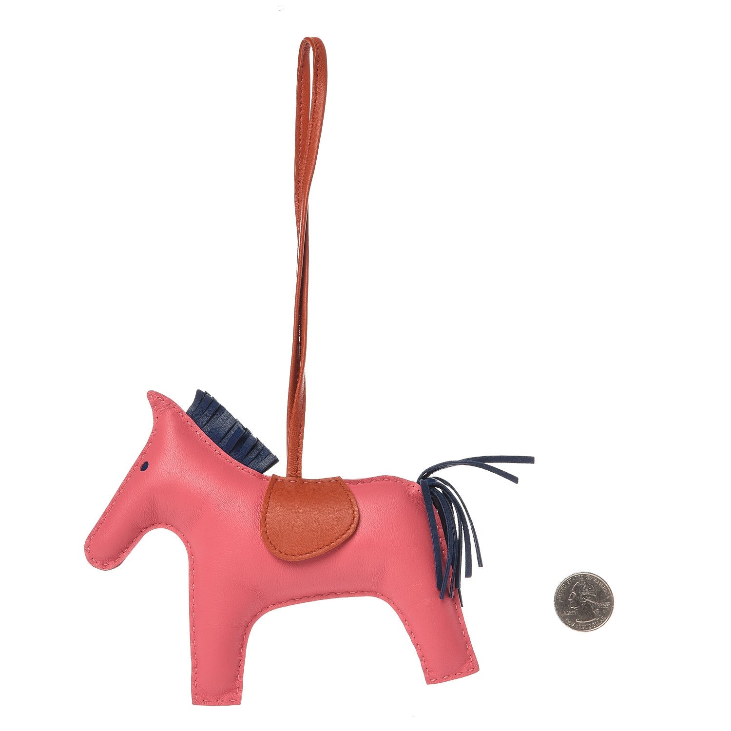 Hermes Milo Lambskin Grigri Rodeo Horse Bag Charm GM Rose Azalee Cornaline Bleu De Malte 2 of 3