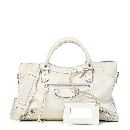 Balenciaga Chevre Silver Metallic Edge Hardware City White 1 of 10