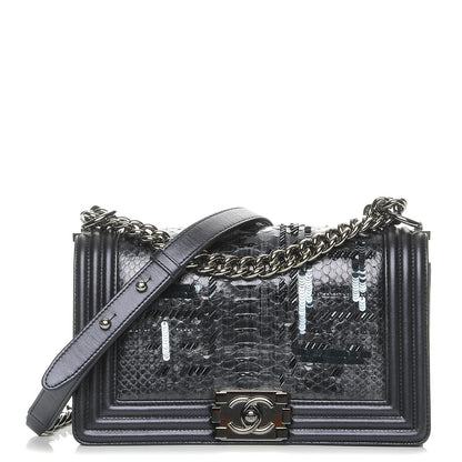 Chanel Embellished Python Medium Boy Flap Dark Purple 1 of 9