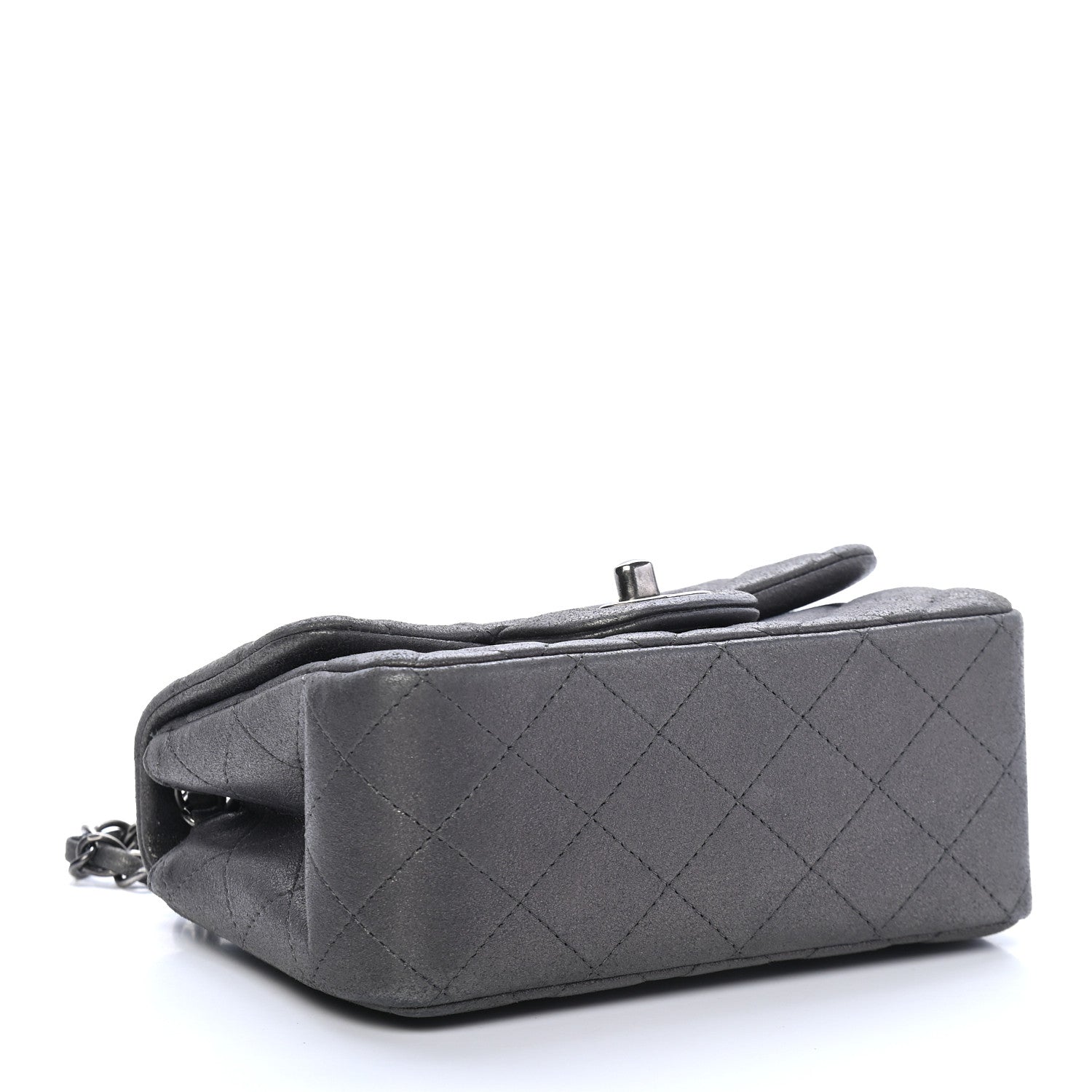 Chanel Metallic Goatskin Quilted Mini Square Flap Charcoal Grey 2 of 8