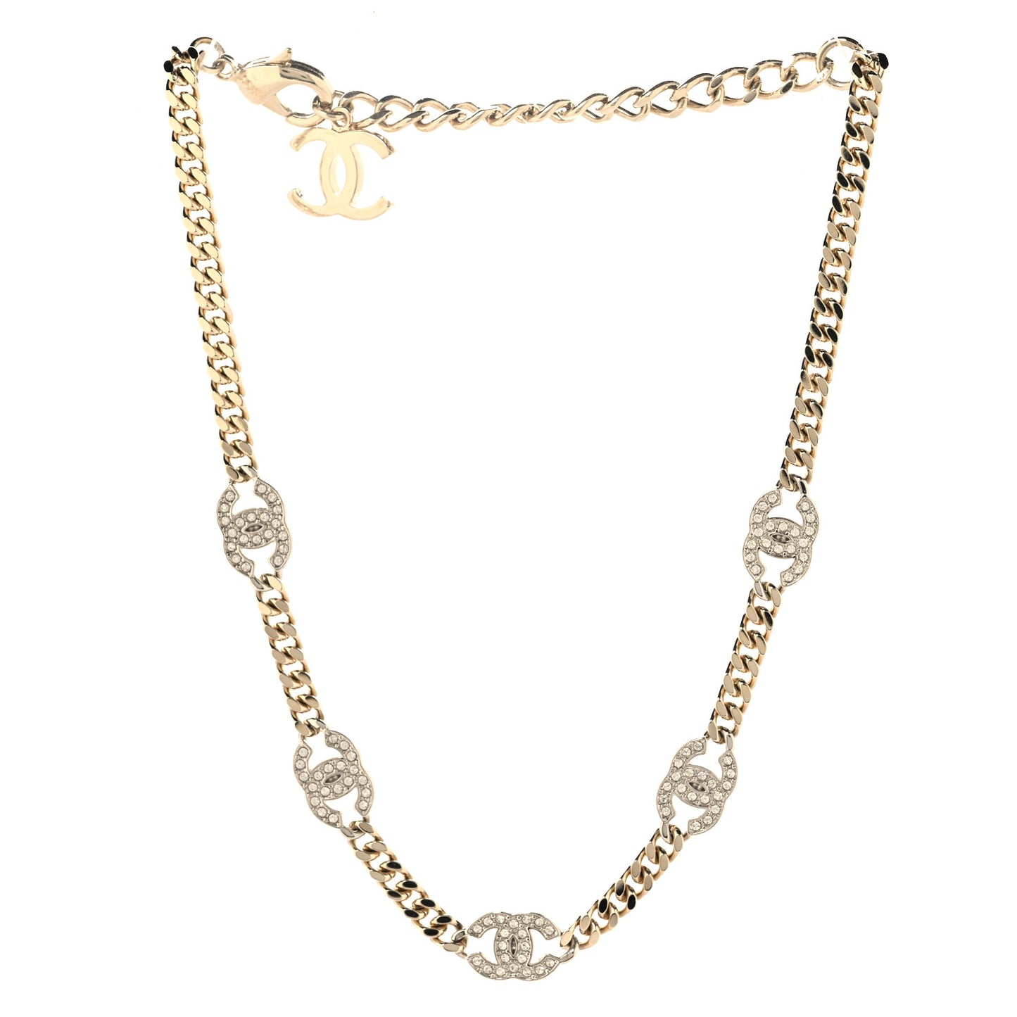 Crystal Chain CC Choker Gold Silver