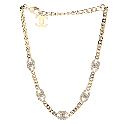 Chanel Crystal Chain CC Choker Gold Silver 3 of 5