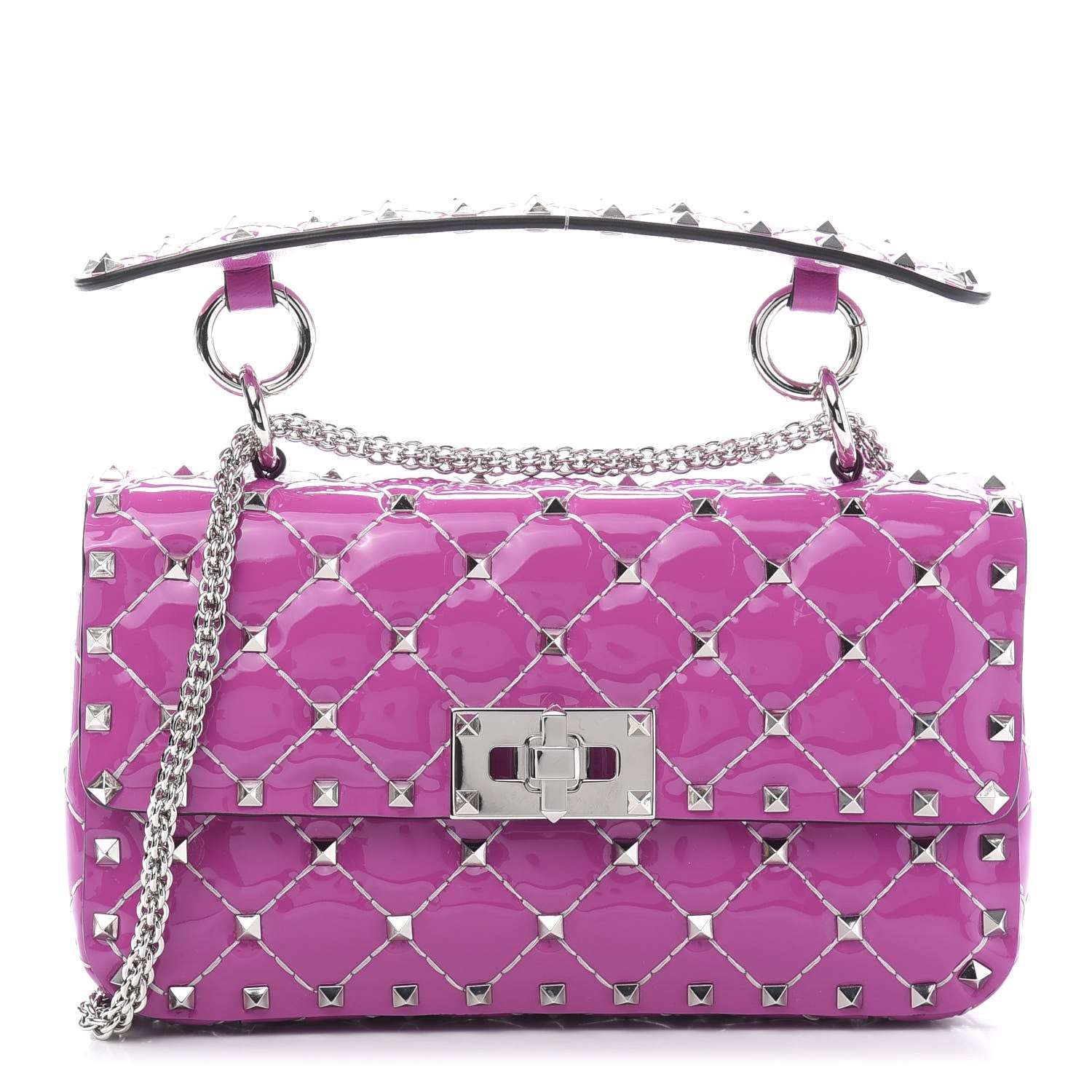 Valentino Garavani Patent Small Rockstud Spike Shoulder Bag Radiant Orchid 1 of 9