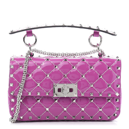 Valentino Garavani Patent Small Rockstud Spike Shoulder Bag Radiant Orchid 1 of 9