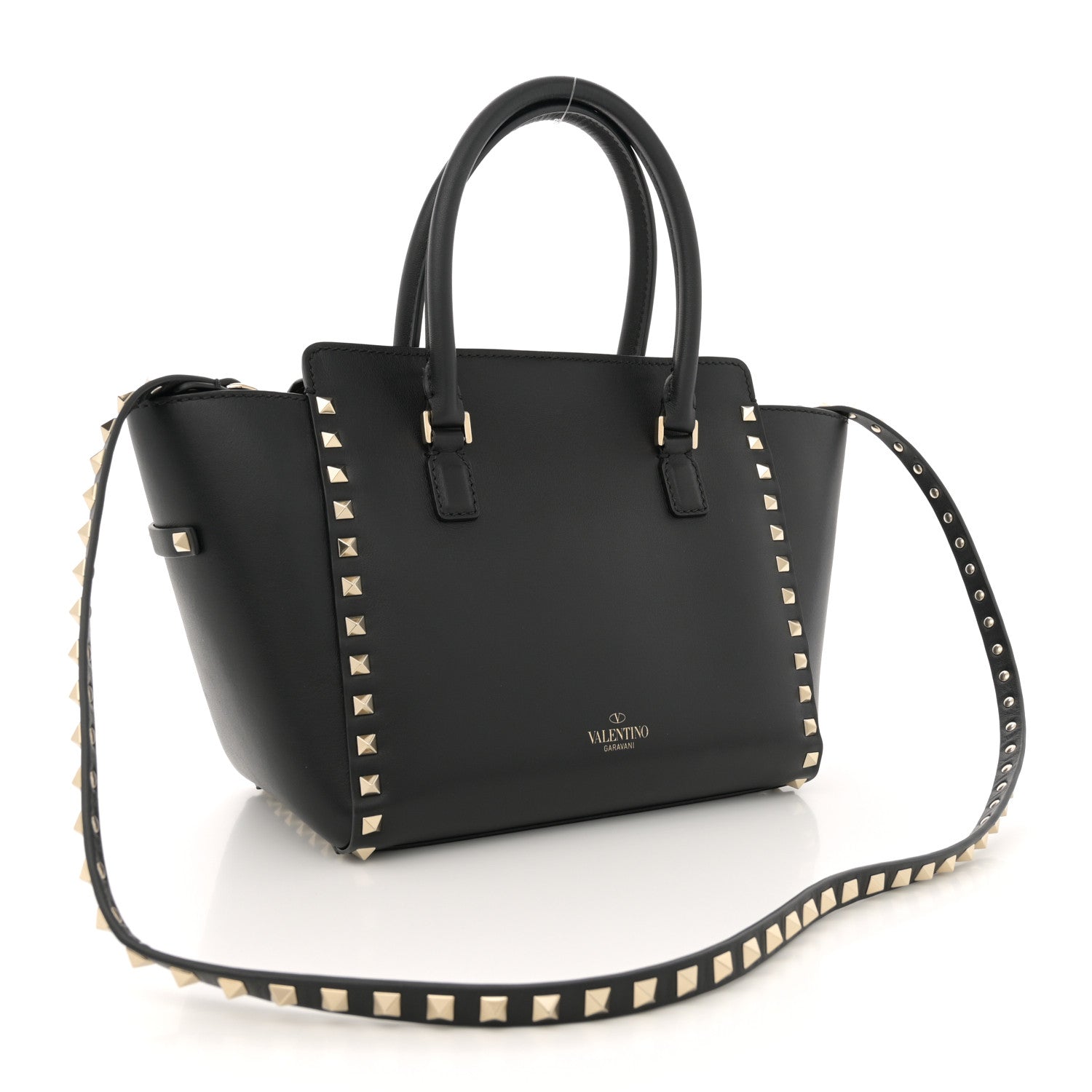 Valentino Garavani Vitello Small Rockstud Double Handle Tote Black 2 of 10
