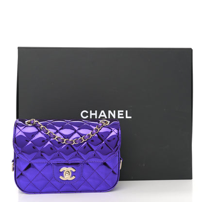Chanel Mirror Calfskin Metallic Calfskin Quilted Hollywood Boulevard Mini Flap With Star Coin Purse Purple 12 of 12