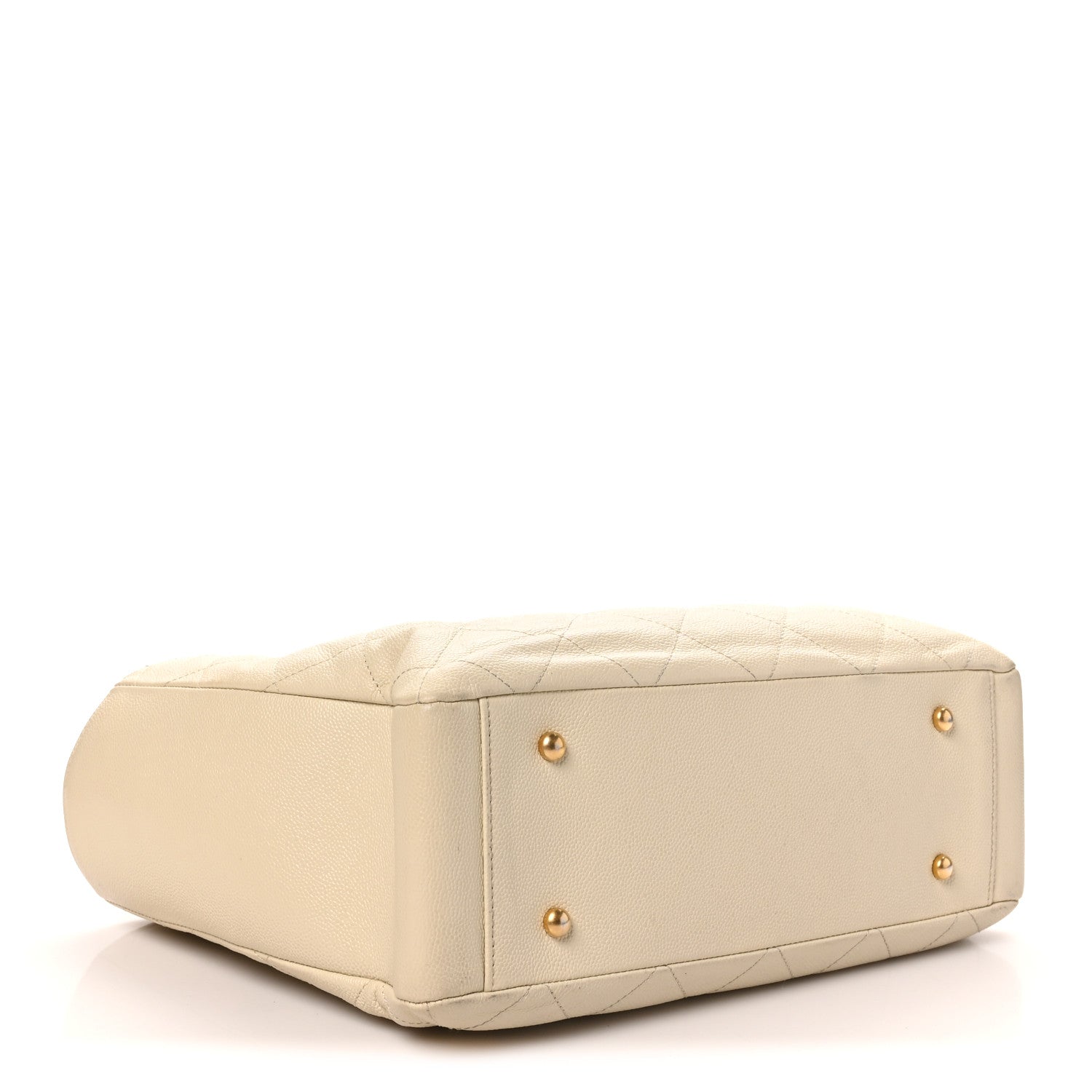 Chanel Caviar Quilted Small Trapezoid Chain Shopping Tote Ivory 4 of 10