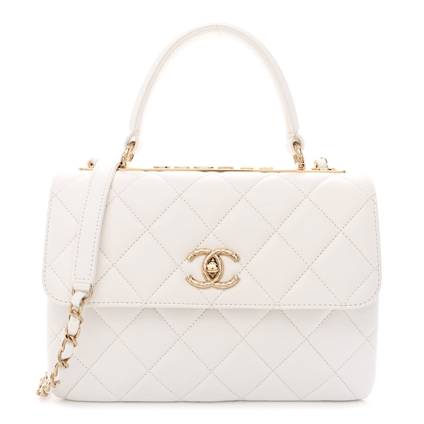 Lambskin Quilted Small Trendy CC Dual Handle Flap Bag White