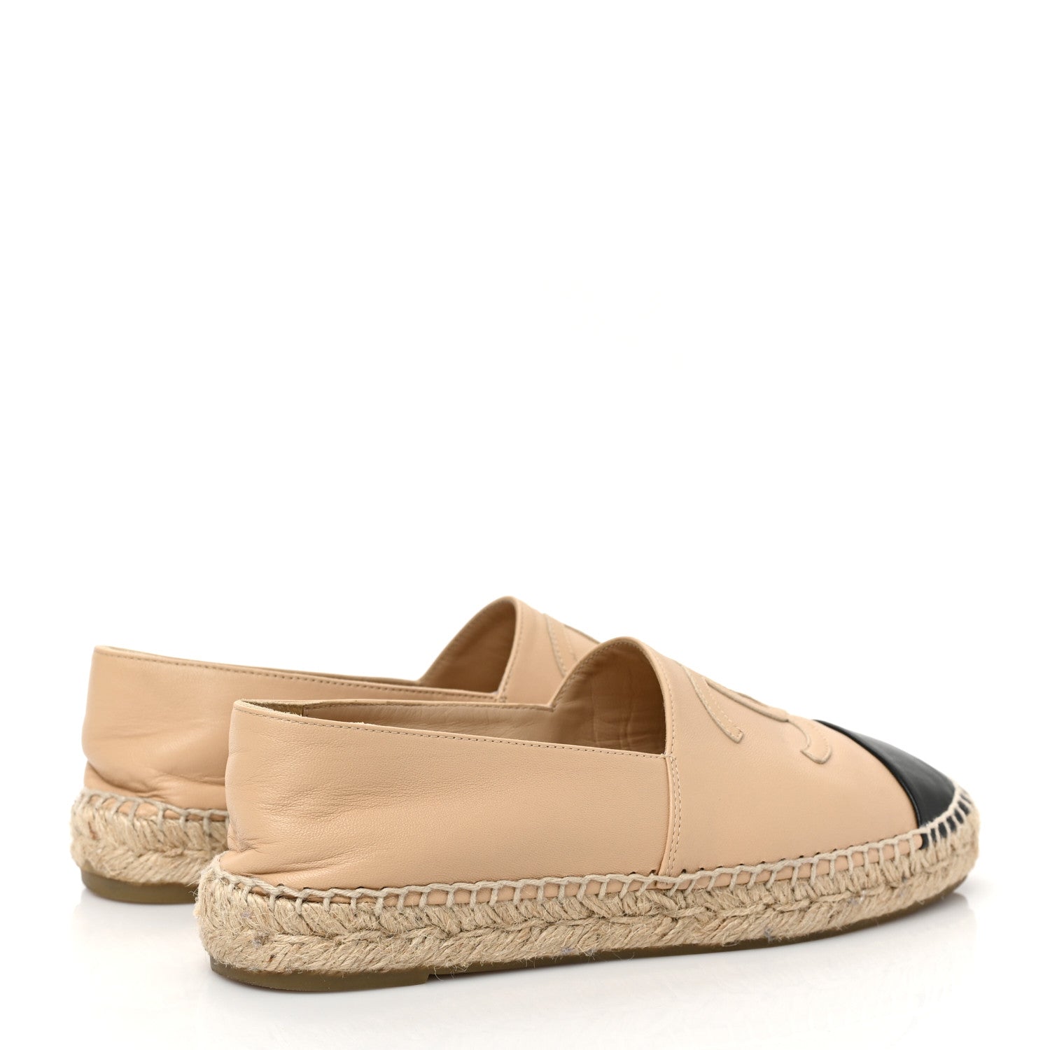 Chanel Lambskin CC Espadrilles 38 Beige Black 4 of 8