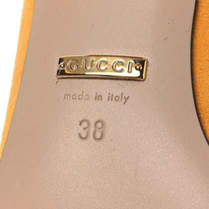 Gucci Kid Scamosciato GG Marmont Fringe 50mm Loafer Pumps 38 Crystal Copper 8 of 14