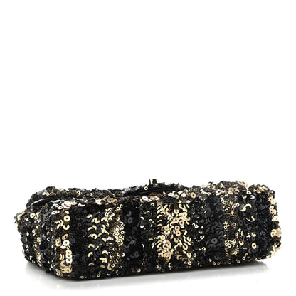 Chanel Sequin Striped Classic Mini Flap Black Gold 4 of 9