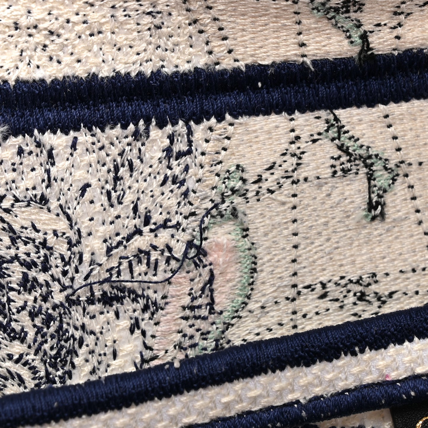 Canvas Embroidered Around the World Saddle Bag Blue