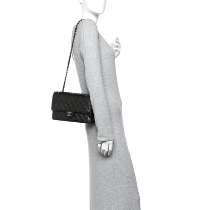 Chanel Metallic Caviar Quilted Medium Double Flap Dark Charcoal 2 of 12